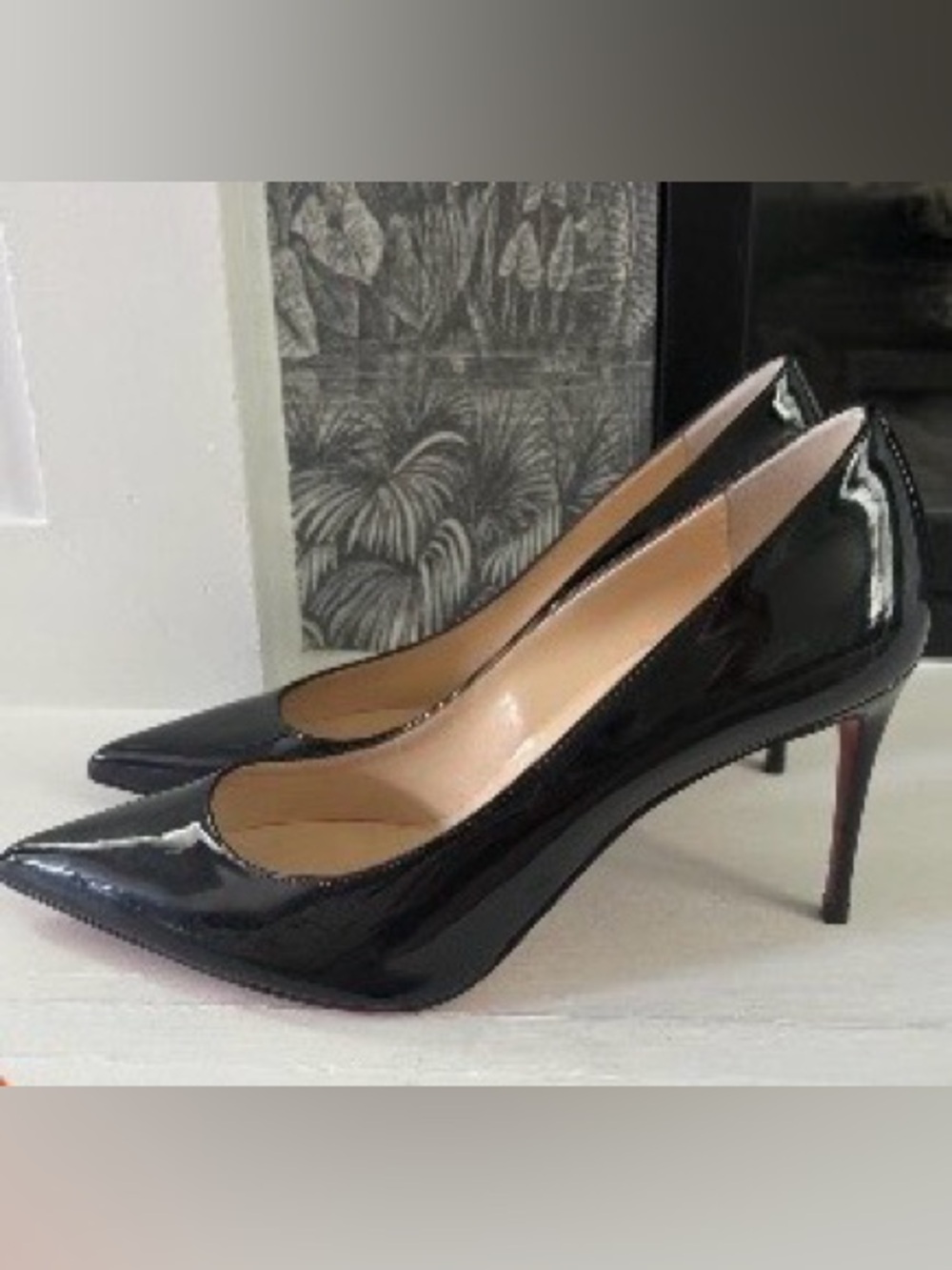 Authentic 85 mm Pumps - Patent calf leather - Black - Women size 37 1/2